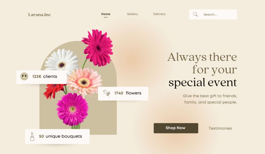 Pretty flowers on landing page